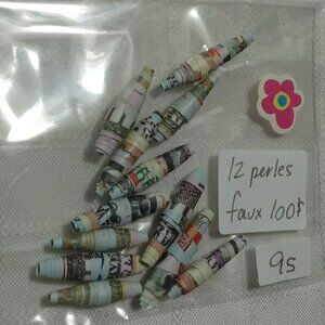 One-of-a-kind handmade/hand rolled paper beads/jewelry making/craft supplies/DIY